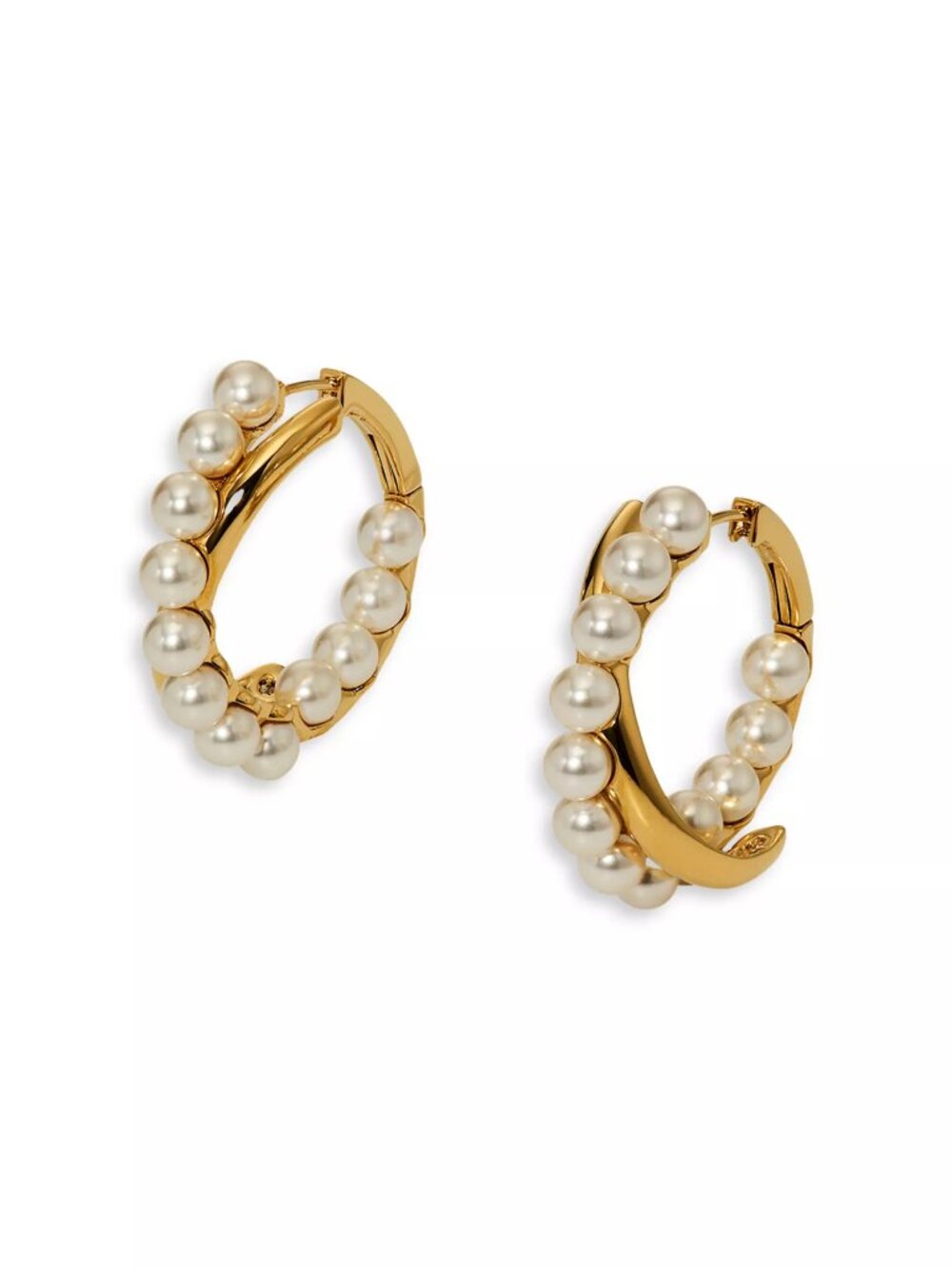 Nadri Esme Pearl Crossover Hoop Earrings, Gold plating & Faux Pearls, New w/Tag
